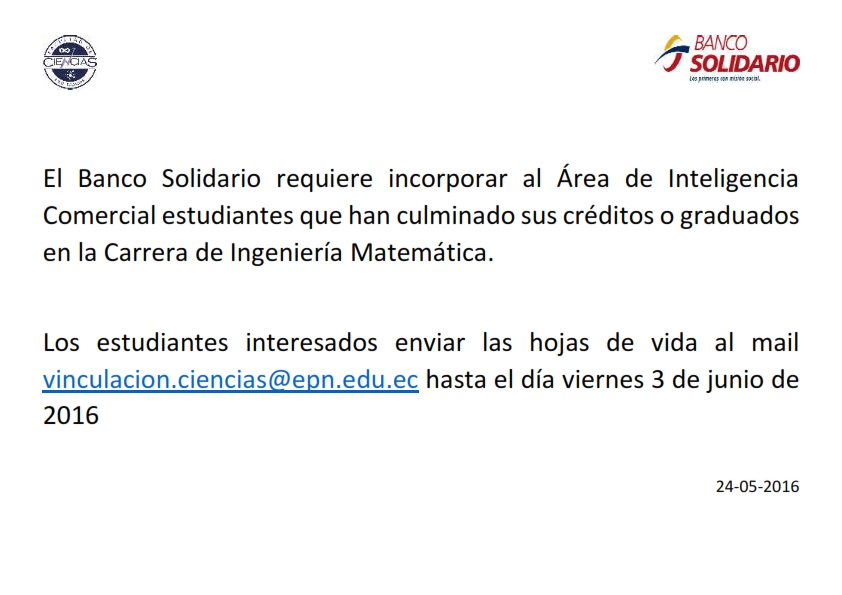 OFERTA LABORAL BANCO SOLIDARIO