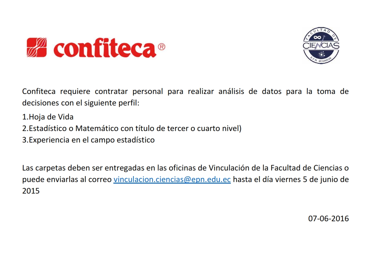 OFERTA LABORAL CONFITECA